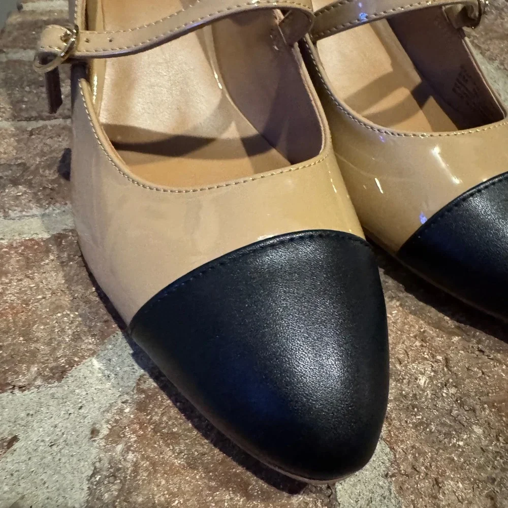Nordstrom Rack Jackie Cap Toe Mary Jane Pump Patent Light Brown, Tan Size 8M 422
